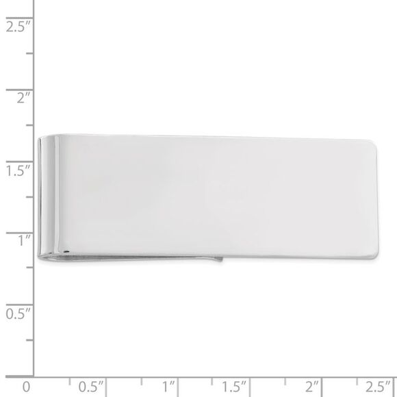 Rhodium Plated Sterling Silver Polished Fold Over Money Clip 20 x 60mm - Picture 2 of 3